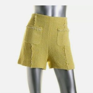 Zara Yellow Woven CELEBRITY Pocket Flat Front Dress Shorts Women's